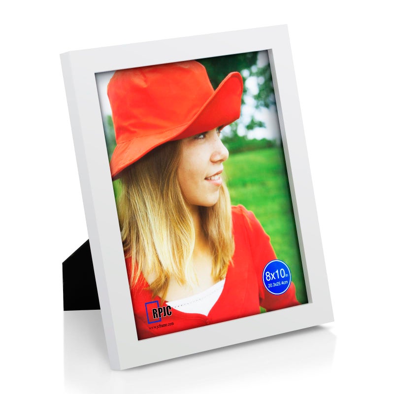 RPJC 8x10 inch Picture Frames Made of Solid Wood High Definition Glass for Table Top Display and Wall Mounting Photo Frame White - Image 1